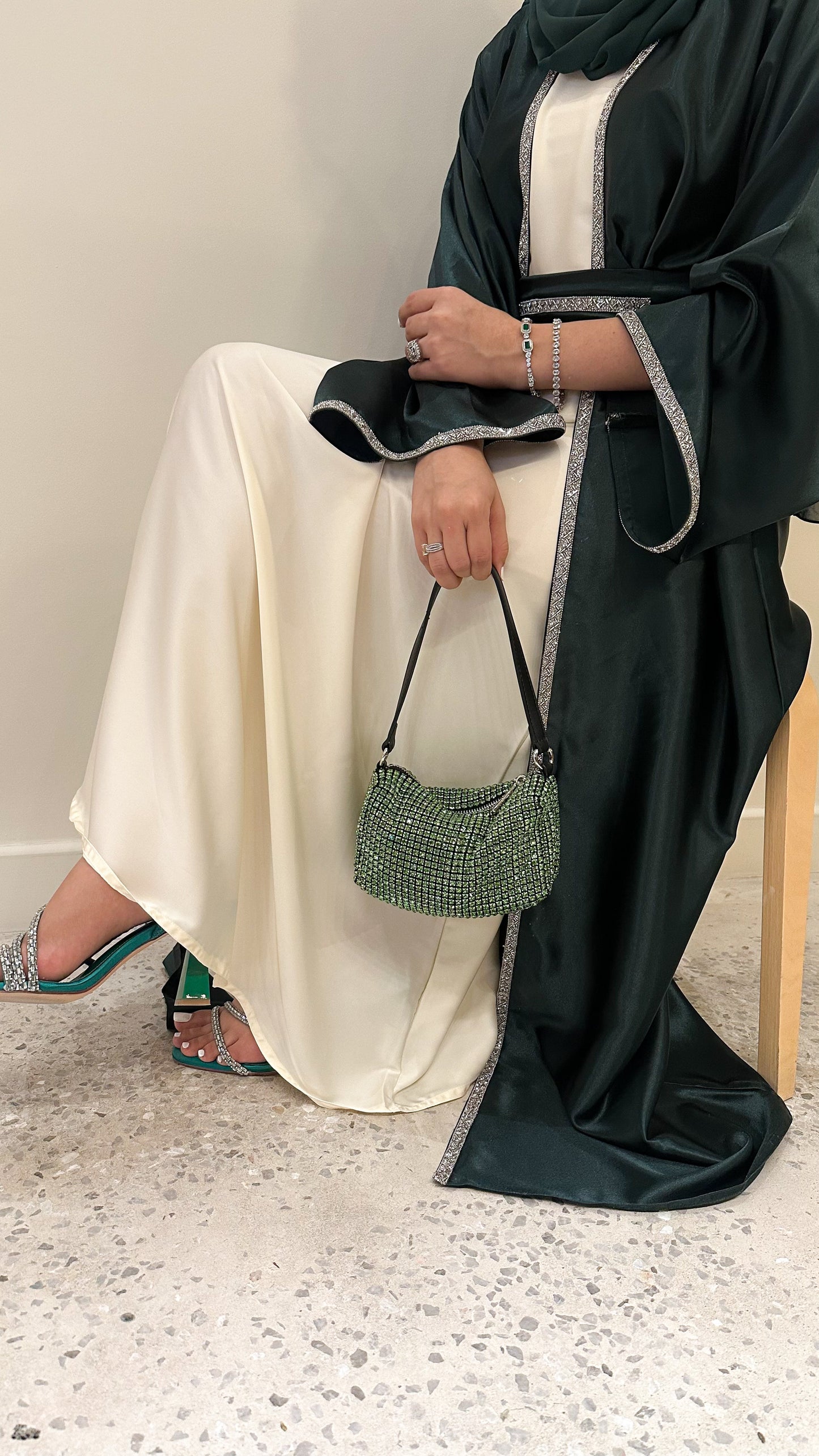 Luxury Nurahh Abaya Emerald Green