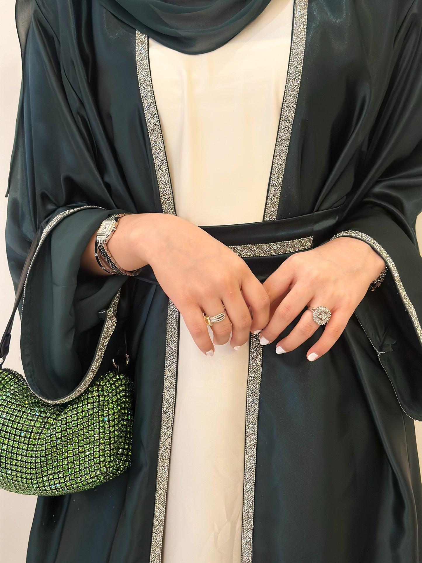 Luxury Nurahh Abaya Emerald Green